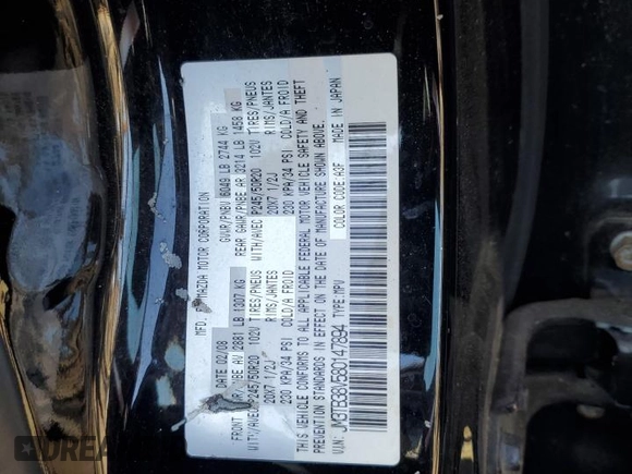 2008 Mazda CX-9 Touring with VIN JM3TB38V580147894, listed as a Copart auction lot 55200215 with 274,277 mi miles and Clean Title. Bid and sale history available at carsss.com. Image 13.