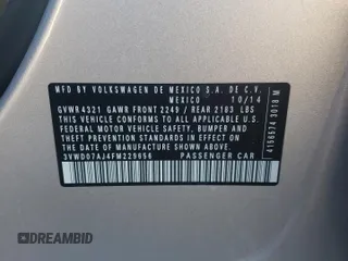 2015 Volkswagen Jetta SE z VIN 3VWD07AJ4FM229656, wystawiony jako Copart lot #49211565 z przebiegiem 96 173 mil mil oraz Szkoda całkowita • Salvage title. Historia ofert i sprzedaży dostępna na DreamBid. Obrazek 12.