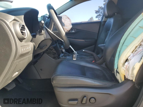 2021 Hyundai Kona Ultimate with VIN KM8K53A52MU679799, listed as a Copart auction lot 46955995 with 0 mi miles and Salvage Title. Bid and sale history available at carsss.com. Image 7.