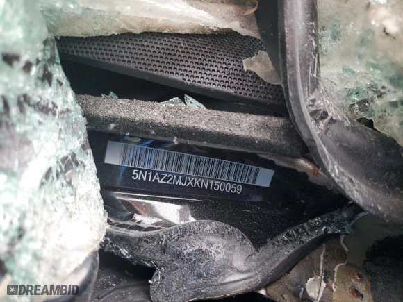 2019 Nissan Murano SV with VIN 5N1AZ2MJXKN150059, listed as a Copart auction lot 75787453 with 0 mi miles and Salvage Title. Bid and sale history available at carsss.com. Image 13.