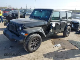 2024 Jeep Wrangler Sport S with VIN 1C4PJXDNXRW349946, listed as a IAAI auction lot 41748865 with 6,310 mi miles. Bid and sale history available at carsss.com. Image 2.