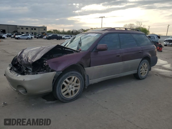 2000 Subaru Legacy Outback Limited z VIN 4S3BH6865Y7605664, wystawiony jako Copart lot #50574195 z przebiegiem 141 501 mil mil oraz Szkoda całkowita • Salvage title. Historia ofert i sprzedaży dostępna na DreamBid. Obrazek 1.