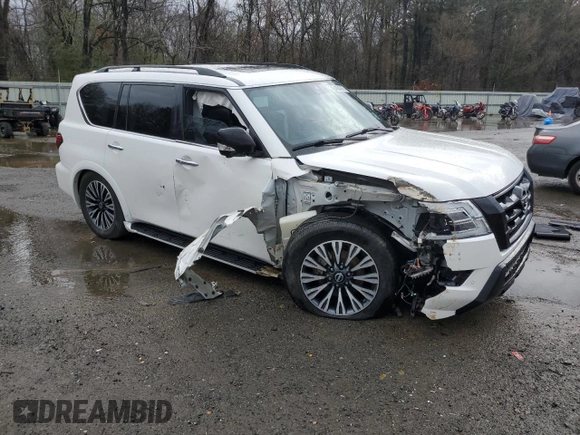 2021 Nissan Armada SL with VIN JN8AY2BA7M9372665, listed as a Copart auction lot 47843675 with 128,533 mi miles and Salvage Title. Bid and sale history available at carsss.com. Image 4.