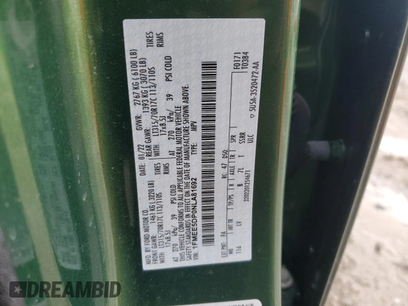 2022 Ford Bronco with VIN 1FMEE5DP0NLA81692, listed as a Copart auction lot 46881445 with 28,843 mi miles and Salvage Title. Bid and sale history available at DreamBid. Image 16.