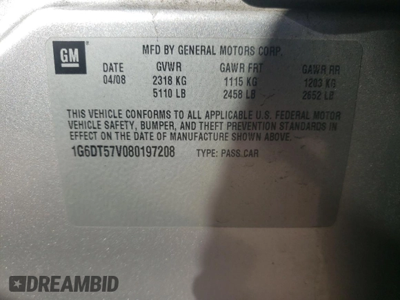 2008 Cadillac CTS AWD w/1SB with VIN 1G6DT57V080197208, listed as a Copart auction lot 43257985 with 125,877 mi miles and Salvage Title. Bid and sale history available at carsss.com. Image 14.