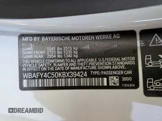 2019 BMW 8 Series M850i xDrive with VIN WBAFY4C50KBX39424, listed as a Copart auction lot 78093254 with 37,556 mi miles and Salvage title. Bid and sale history available at DreamBid. Image 13.