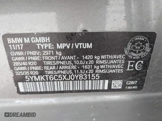 2018 BMW X5 M with VIN 5YMKT6C5XJ0Y83155, listed as a IAAI auction lot 41823075 with 55,897 mi miles. Bid and sale history available at carsss.com. Image 9.
