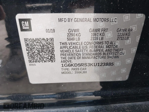2019 Cadillac CT6 Premium Luxury AWD with VIN 1G6KD5RS3KU123885, listed as a IAAI auction lot 42200429 with 66,611 mi miles and . Bid and sale history available at DreamBid. Image 9.