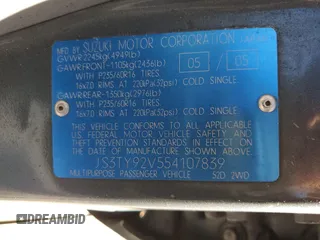 2005 Suzuki XL7 LX z VIN JS3TY92V554107839, wystawiony jako Copart lot #88328455 z przebiegiem 122 912 mil mil oraz Szkoda całkowita • Salvage title. Historia ofert i sprzedaży dostępna na DreamBid. Obrazek 13.