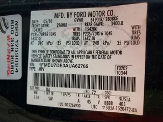2010 Ford Explorer XLT с VIN 1FMEU7DE3AUA62765, выставлен на аукционе Copart как лот 60205965 с пробегом 188 187 миль миль и Чистый • Clean title. История ставок и продаж доступна на DreamBid. Изображение 13.