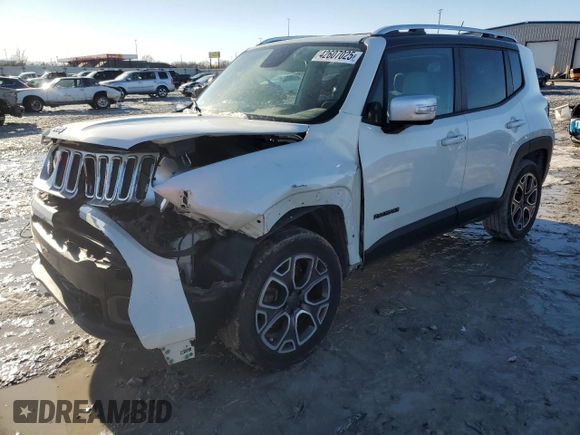 2015 Jeep Renegade Limited with VIN ZACCJBDT0FPB59788, listed as a Copart auction lot 42607025 with 60,191 mi miles and Salvage Title. Bid and sale history available at DreamBid. Image 1.
