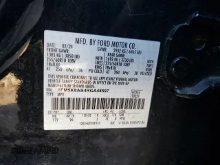 2024 Ford Police Interceptor Utility z VIN 1FM5K8AB4RGA48597, wystawiony jako Copart lot #81979424 z przebiegiem 9 858 mil mil oraz Szkoda całkowita • Salvage title. Historia ofert i sprzedaży dostępna na DreamBid. Obrazek 14.