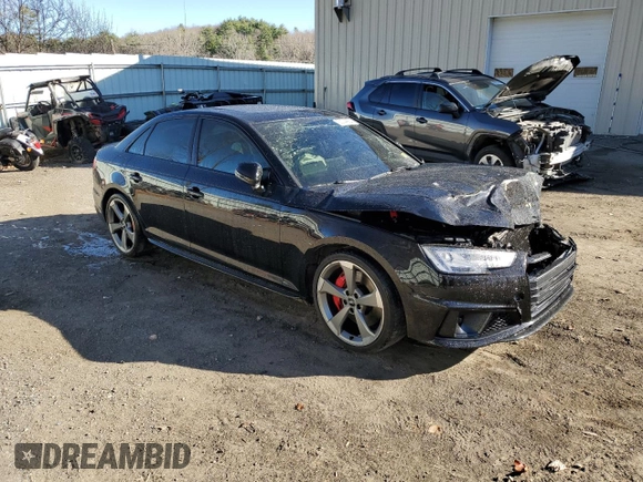 2019 Audi S4 Premium Plus with VIN WAUB4AF42KA034240, listed as a Copart auction lot 80744564 with 45,953 mi miles and Salvage Title. Bid and sale history available at carsss.com. Image 4.