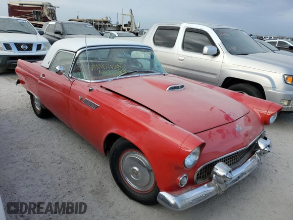 1955 Ford Thunderbird with VIN P5FH232488, listed as a Copart auction lot 76205064 with 5,608 mi miles and Salvage Title. Bid and sale history available at DreamBid. Image 4.
