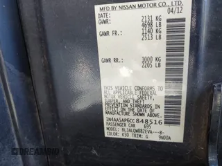 2012 Nissan Maxima SV z VIN 1N4AA5AP6CC848516, wystawiony jako IAAI lot #41711233 z przebiegiem 164 170 mil mil oraz . Historia ofert i sprzedaży dostępna na DreamBid. Obrazek 9.