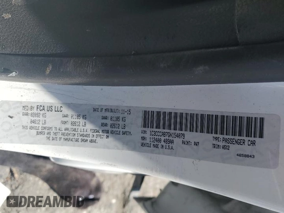 2016 Chrysler 200 Limited with VIN 1C3CCCAB7GN154079, listed as a Copart auction lot 54995235 with 112,701 mi miles and Salvage Title. Bid and sale history available at carsss.com. Image 12.