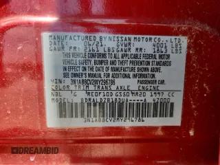 2021 Nissan Sentra SV z VIN 3N1AB8CV2MY296786, wystawiony jako Copart lot #62092215 z przebiegiem 43 366 mil mil oraz Czysty tytuł • Clean title. Historia ofert i sprzedaży dostępna na DreamBid. Obrazek 12.