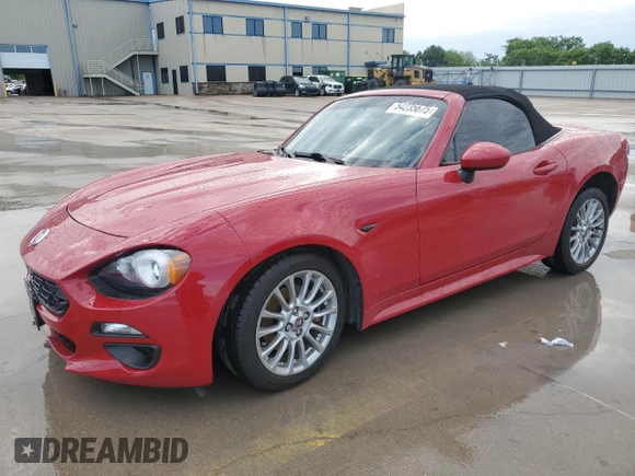 2017 FIAT 124 Spider Lusso z VIN JC1NFAEKXH0102435, wystawiony jako Copart lot #54235675 z przebiegiem 84 343 mil mil oraz Szkoda całkowita • Salvage title. Historia ofert i sprzedaży dostępna na DreamBid. Obrazek 1.