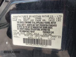 2012 Nissan Sentra S with VIN 3N1AB6AP4CL710137, listed as a IAAI auction lot 40766072 with 142,269 mi miles and . Bid and sale history available at DreamBid. Image 9.