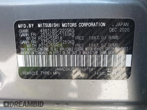 2020 Mitsubishi Outlander SE с VIN JA4AD3A35LZ048784, выставлен на аукционе IAAI как лот 42327627 с пробегом 42 516 миль миль и . История ставок и продаж доступна на DreamBid. Изображение 9.