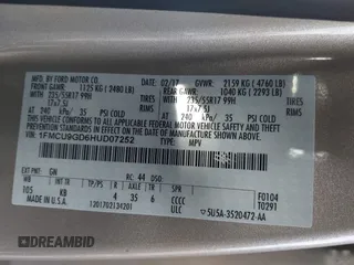 2017 Ford Escape SE with VIN 1FMCU9GD6HUD07252, listed as a IAAI auction lot 41584876 with 83,556 mi miles. Bid and sale history available at carsss.com. Image 9.