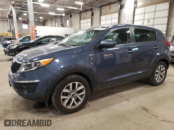 2015 Kia Sportage LX with VIN KNDPBCAC1F7773871, listed as a Copart auction lot 42285355 with 163,646 mi miles and Salvage Title. Bid and sale history available at carsss.com. Image 1.