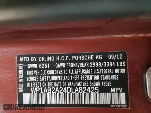 2013 Porsche Cayenne S with VIN WP1AB2A24DLA82425, listed as a Copart auction lot 44813485 with 165,069 mi miles and Salvage title. Bid and sale history available at DreamBid. Image 14.