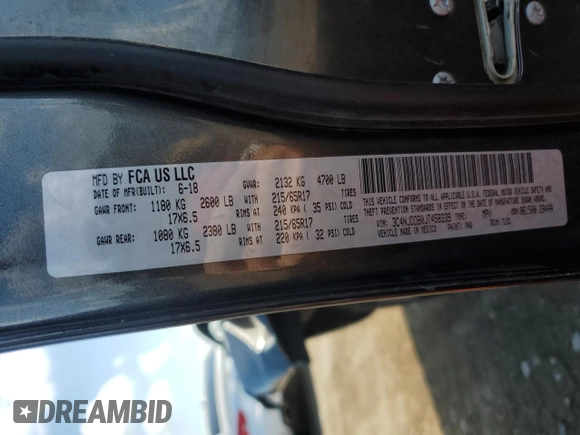 2018 Jeep Compass Trailhawk with VIN 3C4NJDDB0JT458339, listed as a Copart auction lot 58834155 with 103,811 mi miles and Salvage title. Bid and sale history available at DreamBid. Image 13.