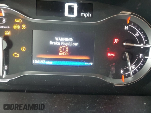 2019 Honda Ridgeline RTL-T with VIN 5FPYK3F64KB013498, listed as a Copart auction lot 44334195 with 104,197 mi miles and Salvage title. Bid and sale history available at DreamBid. Image 9.
