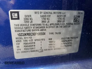 2014 Chevrolet Silverado 1500 LT with VIN 1GCUKREC3EF195504, listed as a Copart auction lot 49352085 with 128,235 mi miles and Salvage Title. Bid and sale history available at DreamBid. Image 14.