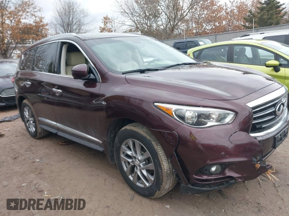 2015 Infiniti QX60 with VIN 5N1AL0MM8FC521835, listed as a IAAI auction lot 41684258 with 100,266 mi miles. Bid and sale history available at carsss.com. Image 1.