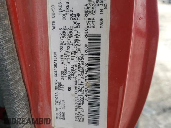1991 Toyota Pickup DX z VIN JT4RN01P0M7042332, wystawiony jako Copart lot #42408835 z przebiegiem 211 481 mil mil oraz Szkoda całkowita • Salvage title. Historia ofert i sprzedaży dostępna na DreamBid. Obrazek 12.