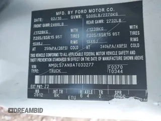 2010 Ford Transit Connect XL z VIN NM0LS7AN9AT033277, wystawiony jako IAAI lot #41455861 z przebiegiem Nie podano mil oraz . Historia ofert i sprzedaży dostępna na DreamBid. Obrazek 9.