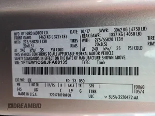 2018 Ford F-150 XL with VIN 1FTEW1CG8JFA88135, listed as a Copart auction lot 43628145 with 91,703 mi miles and Salvage Title. Bid and sale history available at carsss.com. Image 12.