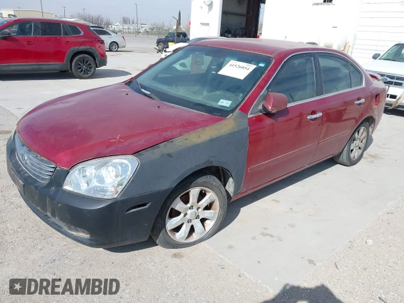 2007 Kia Optima EX with VIN KNAGE124375088526, listed as a IAAI auction lot 41526854 with 285,908 mi miles. Bid and sale history available at carsss.com. Image 2.