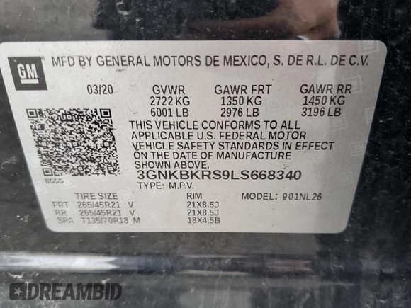2020 Chevrolet Blazer RS z VIN 3GNKBKRS9LS668340, wystawiony jako Copart lot #54913965 z przebiegiem 86 611 mil mil oraz Szkoda całkowita • Salvage title. Historia ofert i sprzedaży dostępna na DreamBid. Obrazek 13.