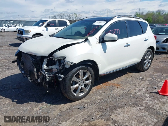 2013 Nissan Murano LE with VIN JN8AZ1MU5DW202434, listed as a IAAI auction lot 41920277 with 130,881 mi miles. Bid and sale history available at carsss.com. Image 2.