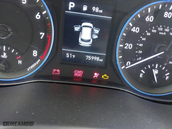 2020 Hyundai Kona SE with VIN KM8K1CAA4LU418696, listed as a IAAI auction lot 41950986 with 75,998 mi miles. Bid and sale history available at carsss.com. Image 16.