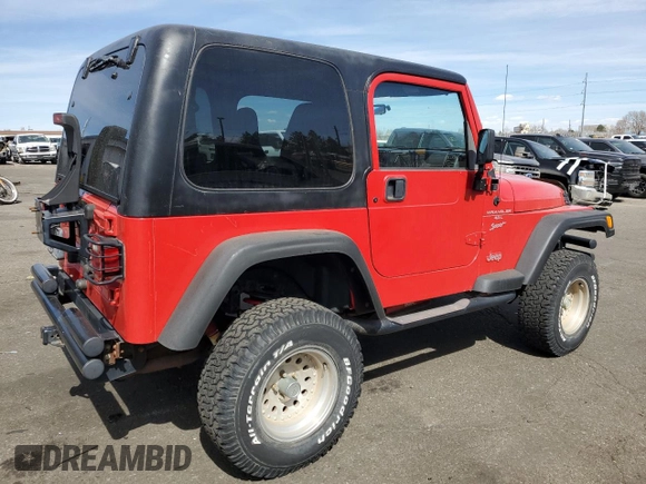1999 Jeep Wrangler Sport z VIN 1J4FY19S4XP111512, wystawiony jako Copart lot #50330025 z przebiegiem 118 583 mil mil oraz Czysty tytuł • Clean title. Historia ofert i sprzedaży dostępna na DreamBid. Obrazek 3.