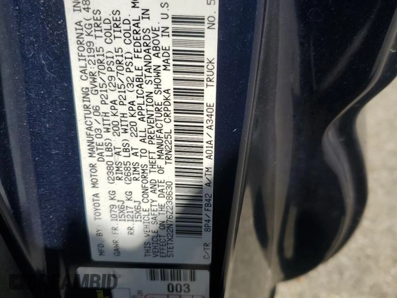 2006 Toyota Tacoma with VIN 5TETX22N76Z238630, listed as a Copart auction lot 60739445 with 214,164 mi miles and Salvage title. Bid and sale history available at DreamBid. Image 12.