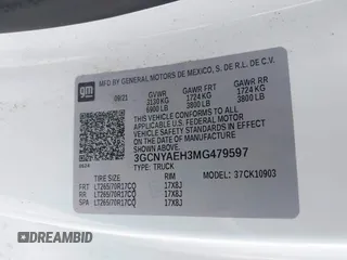 2021 Chevrolet Silverado 1500 with VIN 3GCNYAEH3MG479597, listed as a IAAI auction lot 42053040 with 102,403 mi miles and . Bid and sale history available at DreamBid. Image 9.