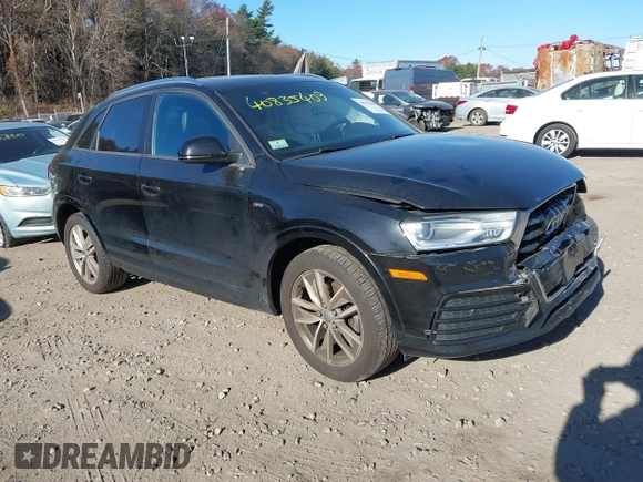 2018 Audi Q3 Premium with VIN WA1ECCFS6JR024513, listed as a IAAI auction lot 40835409 with 102,547 mi miles. Bid and sale history available at carsss.com. Image 1.