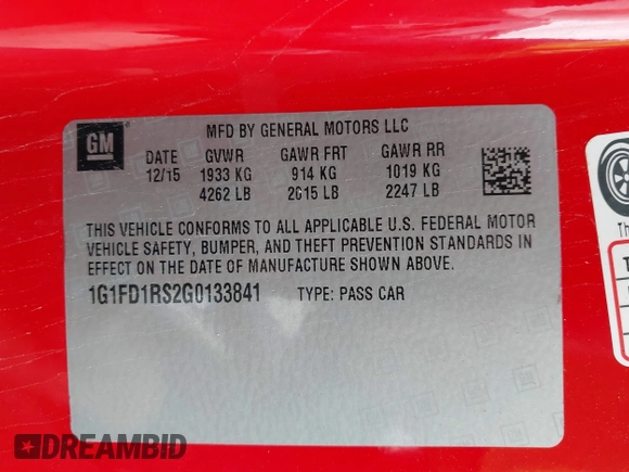 2016 Chevrolet Camaro 2LT z VIN 1G1FD1RS2G0133841, wystawiony jako IAAI lot #41874772 z przebiegiem 104 840 mil mil oraz . Historia ofert i sprzedaży dostępna na DreamBid. Obrazek 9.