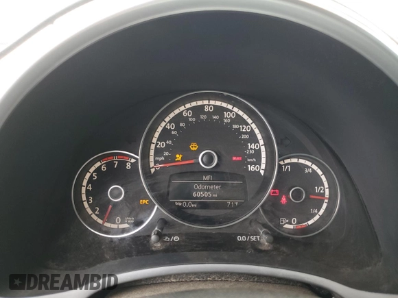 2013 Volkswagen Beetle 2.5L with VIN 3VW5P7AT2DM811768, listed as a Copart auction lot 55799135 with 60,505 mi miles and Salvage Title. Bid and sale history available at DreamBid. Image 9.