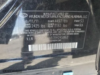 2011 Hyundai Sonata SE with VIN 5NPEC4AB2BH245862, listed as a Copart auction lot 50172535 with 93,133 mi miles and Salvage Title. Bid and sale history available at carsss.com. Image 12.