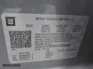 2019 Chevrolet Silverado 1500 LT with VIN 1GCUYDED1KZ259950, listed as a IAAI auction lot 41507899 with 80,929 mi miles. Bid and sale history available at carsss.com. Image 9.