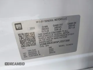2023 Chevrolet Traverse Premier with VIN 1GNERKKW5PJ337350, listed as a IAAI auction lot 41876199 with Not provided miles and . Bid and sale history available at DreamBid. Image 9.