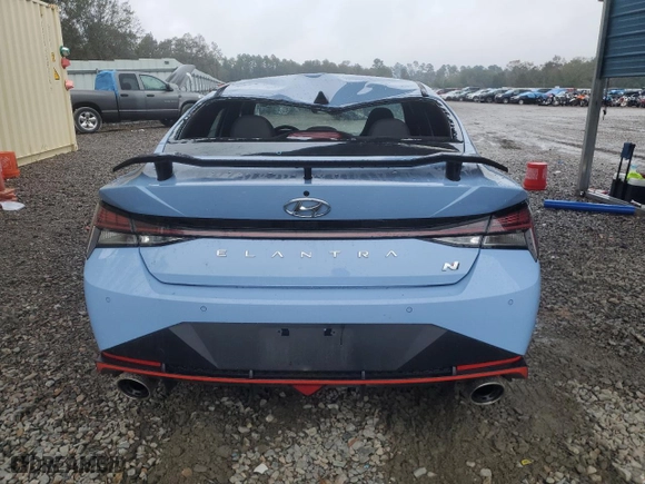 2022 Hyundai Elantra N with VIN KMHLW4AK3NU008527, listed as a Copart auction lot 80939314 with 21,492 mi miles and Salvage Title. Bid and sale history available at carsss.com. Image 6.