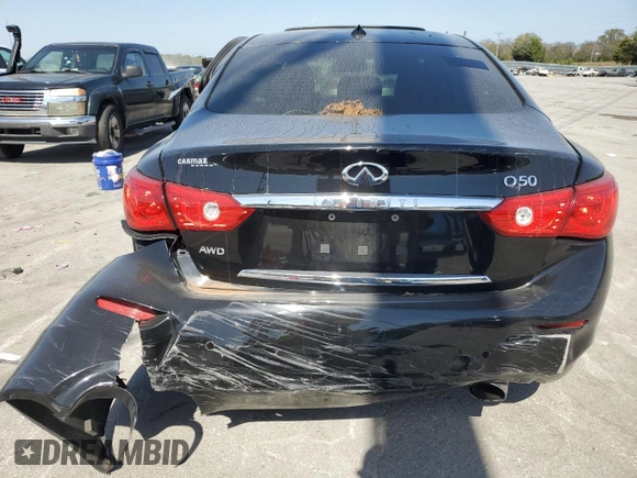 2017 Infiniti Q50 2.0t Sport with VIN JN1CV7AR2HM680804, listed as a Copart auction lot 75356934 with 117,524 mi miles and Salvage Title. Bid and sale history available at carsss.com. Image 6.