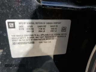 2016 Chevrolet Impala LTZ with VIN 2G1145S32G9162699, listed as a Copart auction lot 53064755 with 132,057 mi miles and Salvage Title. Bid and sale history available at carsss.com. Image 12.